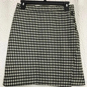 2/$12 Sanctuary Skirt Size Small Black Cream Plaid Wrap Front Button Hipster